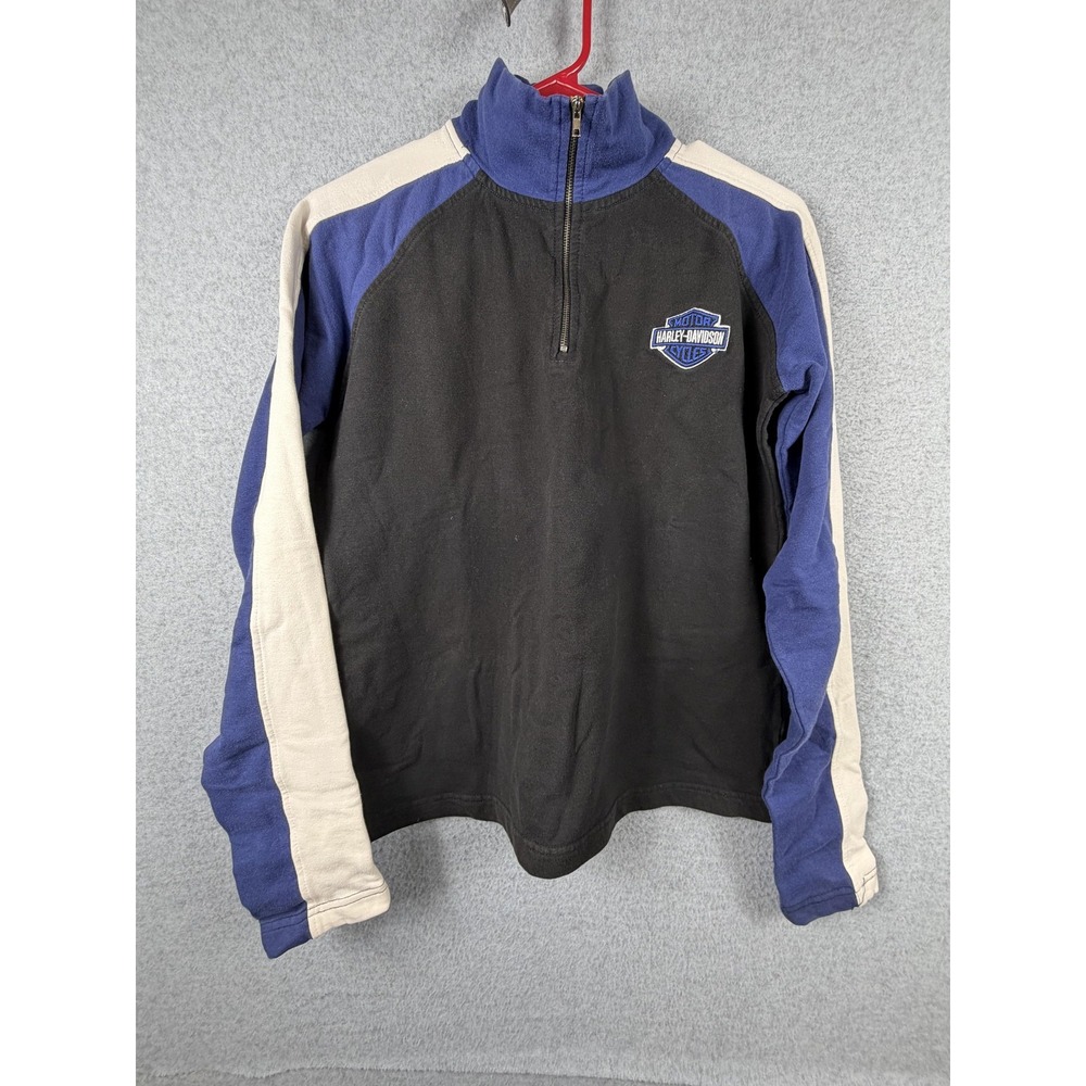 Vintage Harley-Davidson Shirt Womens Small Black Colorblock 1/2 Zip Biker‎ 2000s